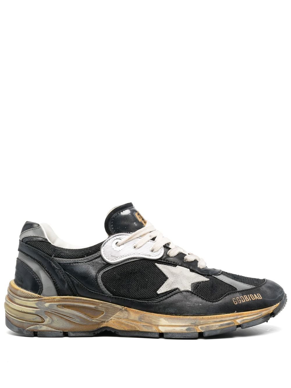 Golden Goose Deluxe Brand Black Distressed Leather Sneakers with Star Patch image 0