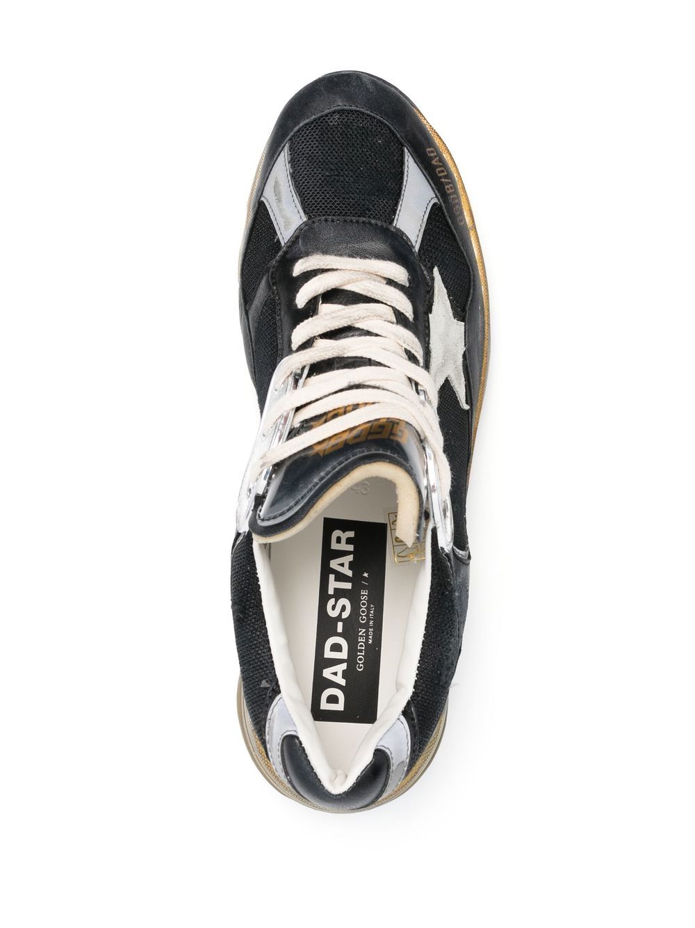 Golden Goose Deluxe Brand Black Distressed Leather Sneakers with Star Patch image 3