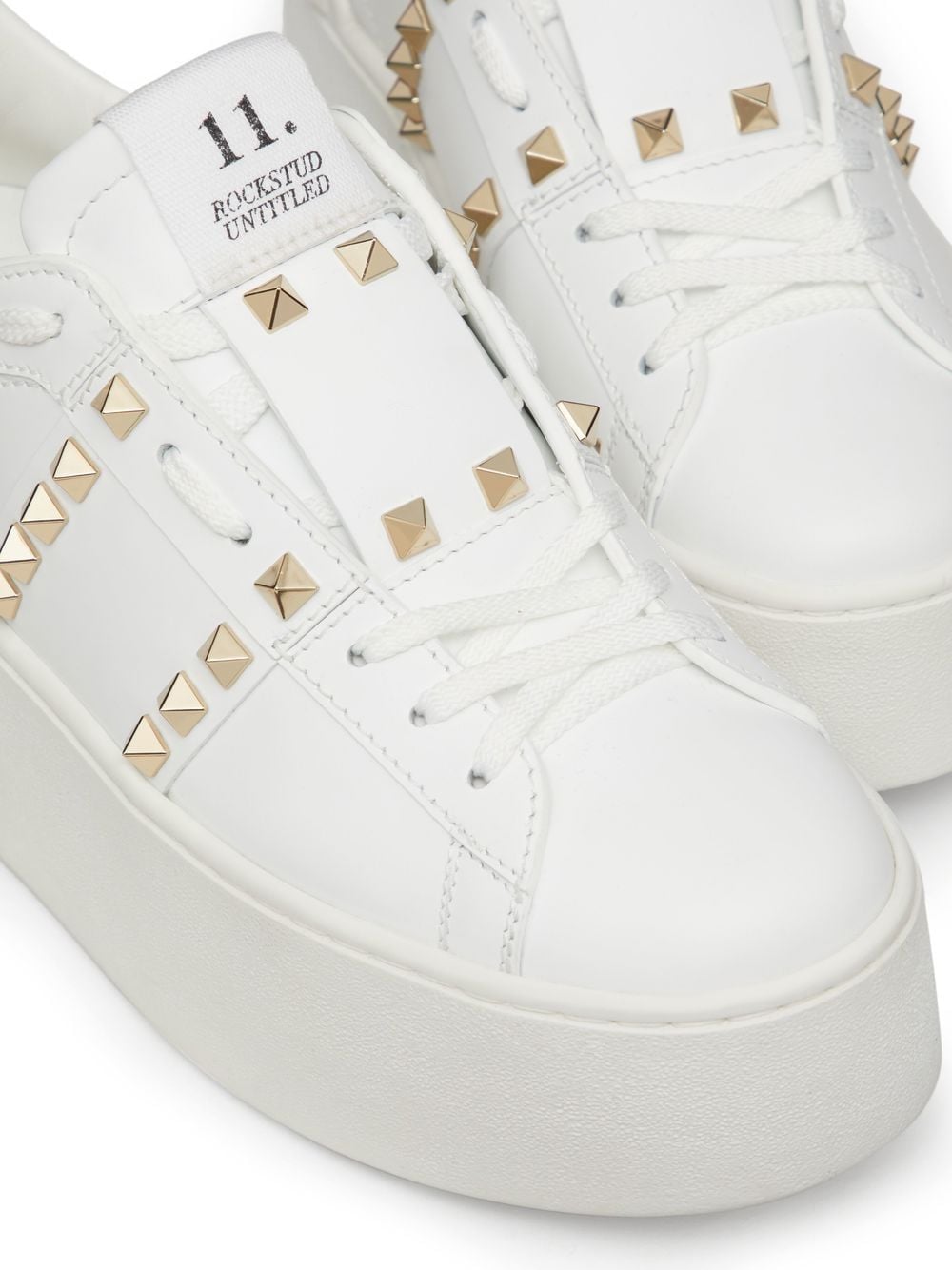 Valentino Garavani Studded Leather Platform Sneakers - White image 1