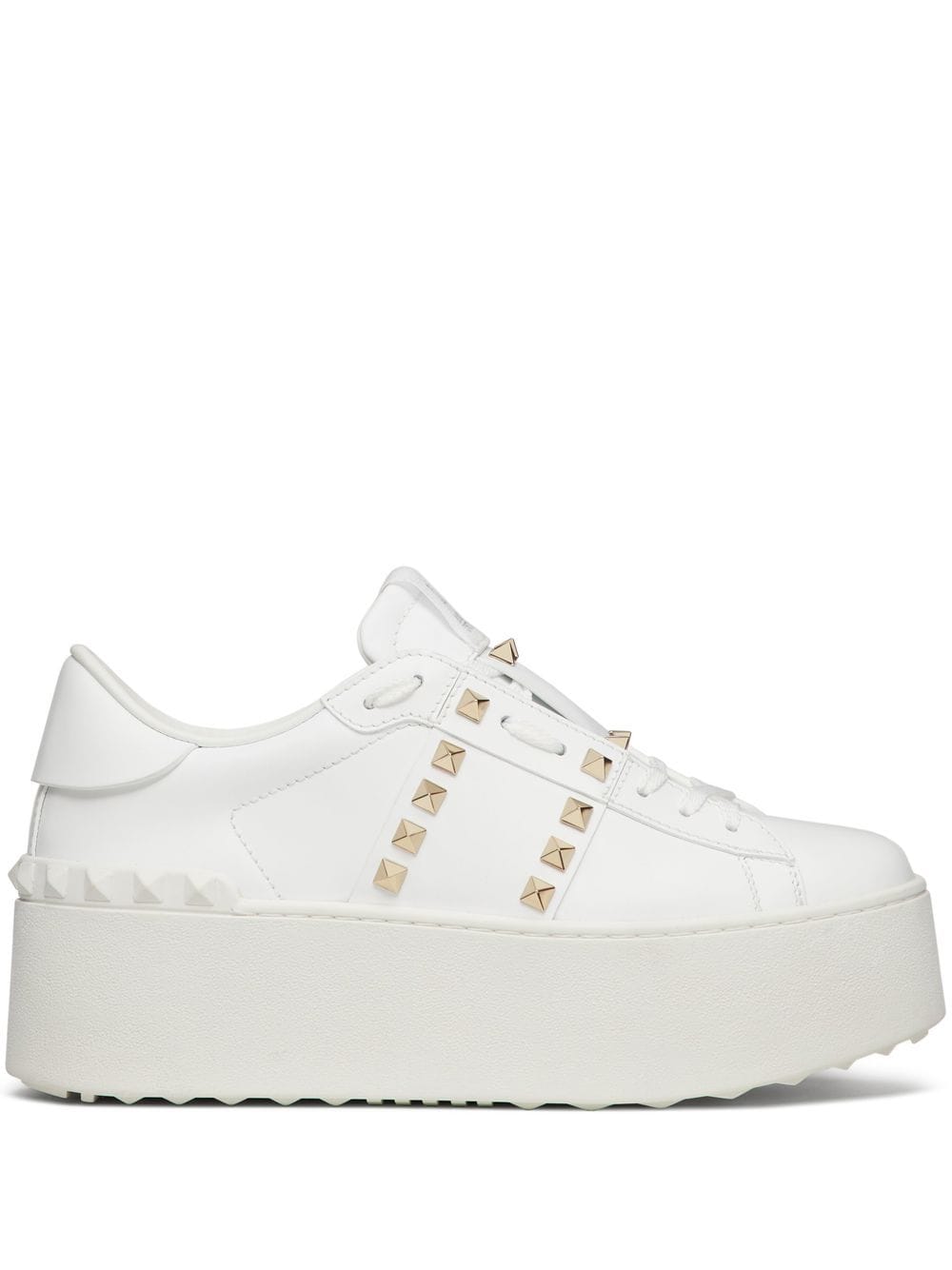 Valentino Garavani Studded Leather Platform Sneakers - White image 0