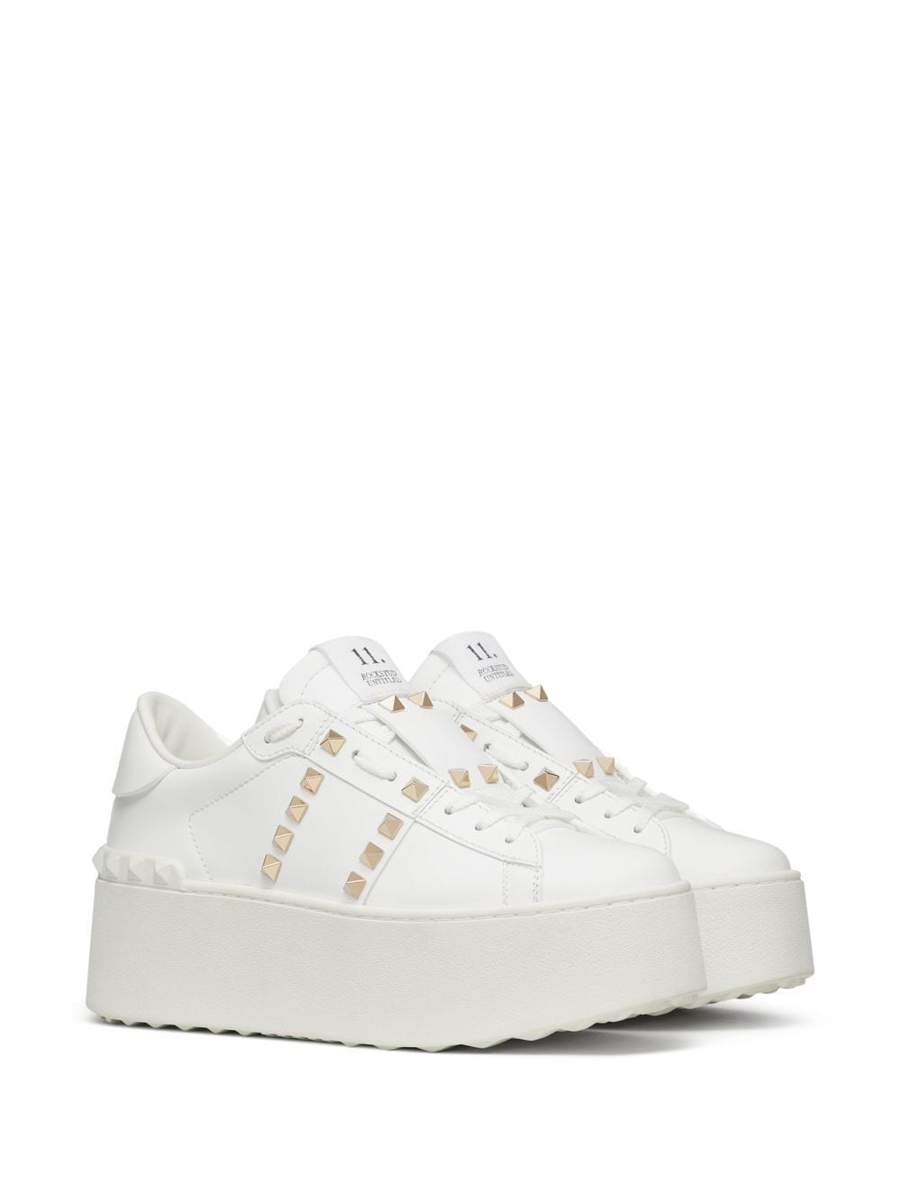 Valentino Garavani Studded Leather Platform Sneakers - White image 3