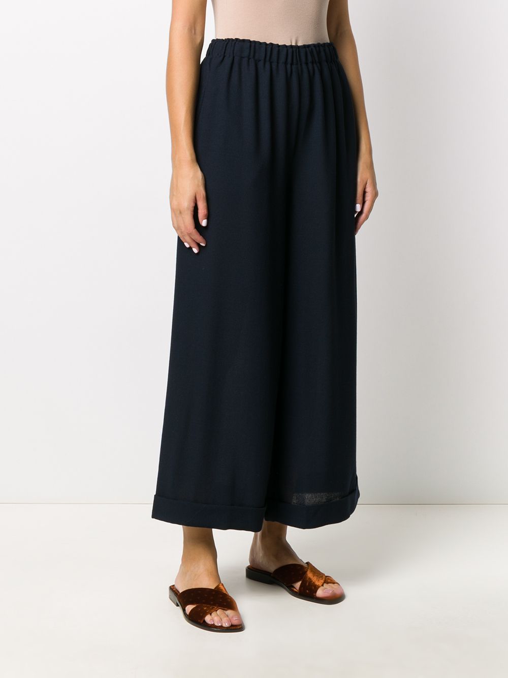 Daniela Gregis Navy Wool Wide-Leg Trousers image 2