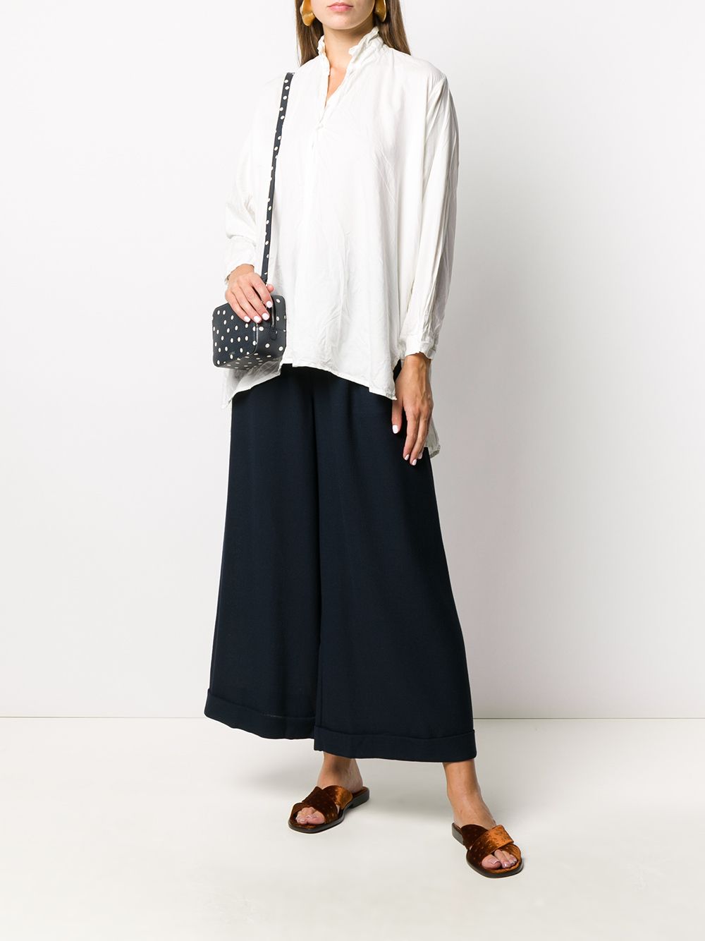 Daniela Gregis Navy Wool Wide-Leg Trousers image 3