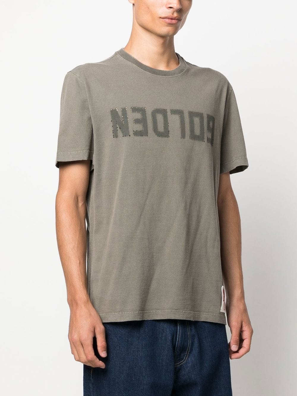 Golden Goose Distressed Cotton T-Shirt - Green image 1