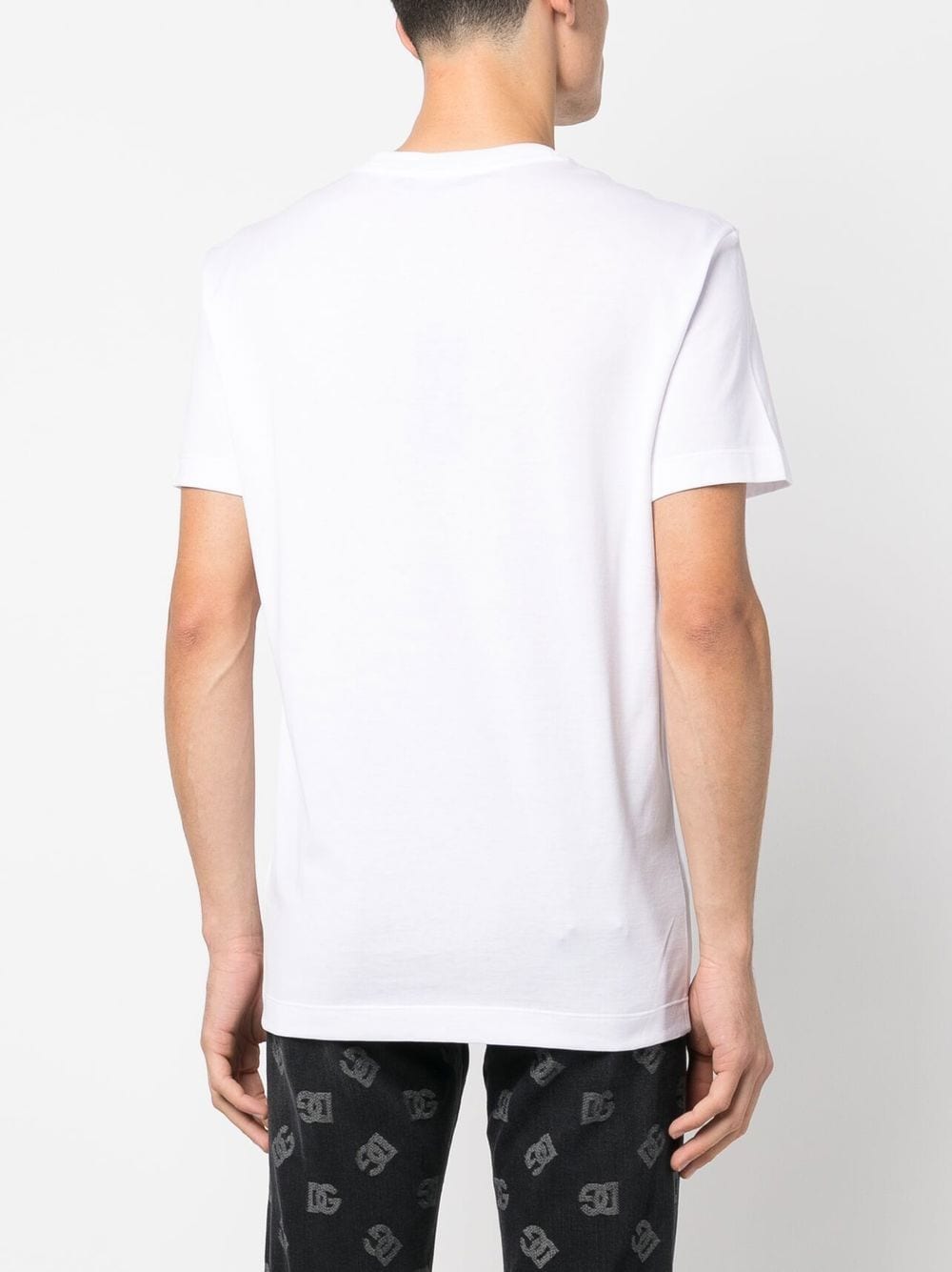 Dolce & Gabbana White Logo-Embroidered Cotton T-Shirt image 4