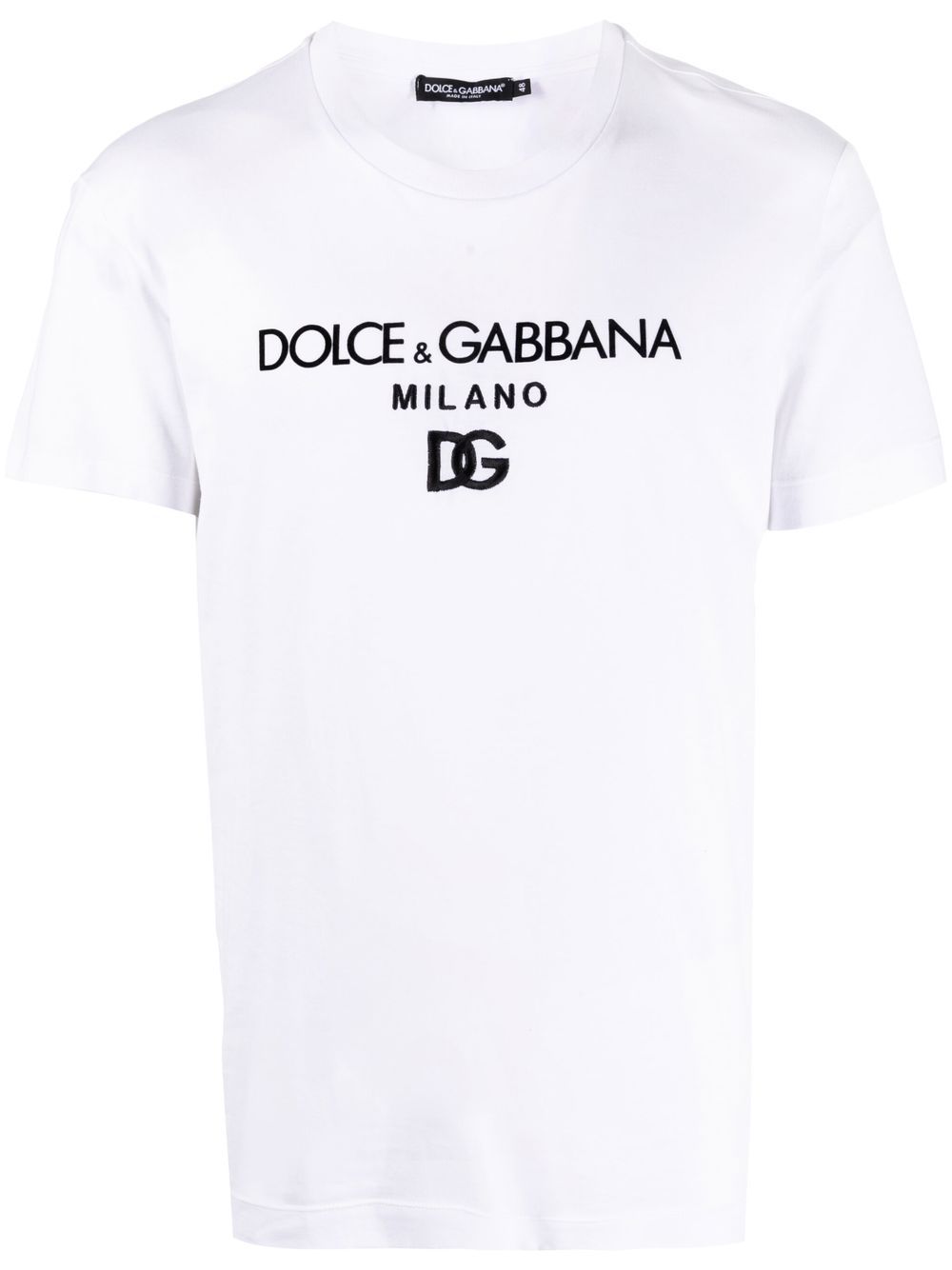 Dolce & Gabbana White Logo-Embroidered Cotton T-Shirt image 0