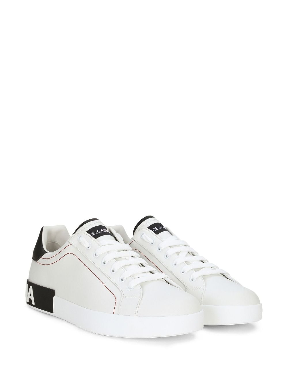 Dolce & Gabbana White Leather Logo Patch Low-Top Sneakers image 2