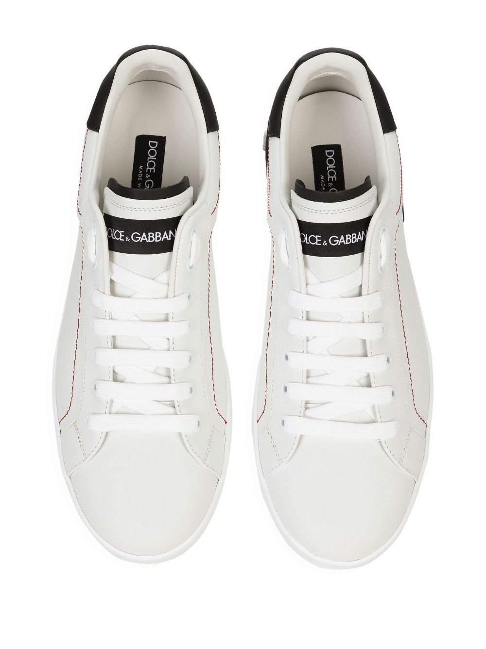 Dolce & Gabbana White Leather Logo Patch Low-Top Sneakers image 3