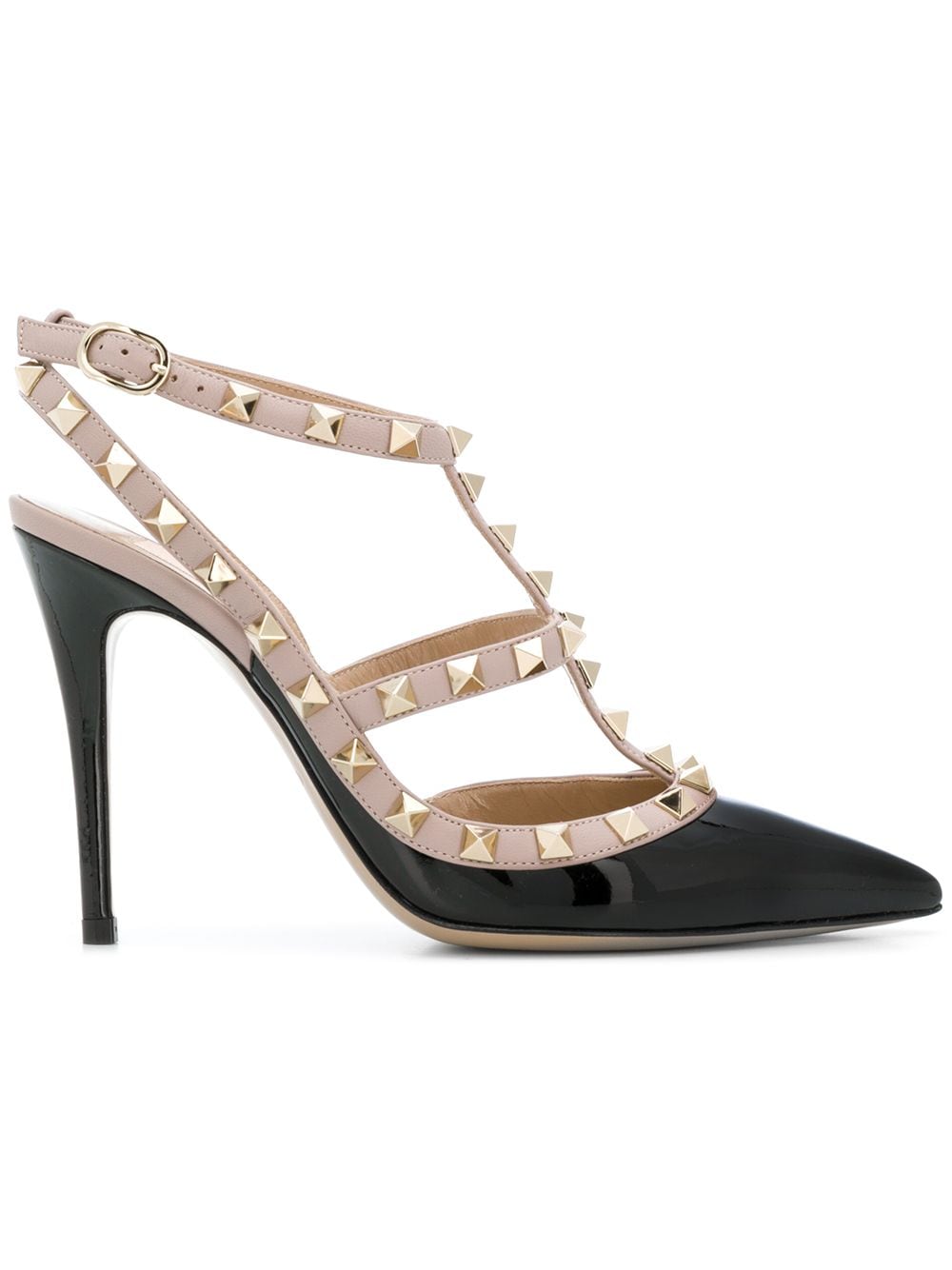 Valentino Garavani Black Leather Rockstud Pointed-Toe Stiletto Heels image 0