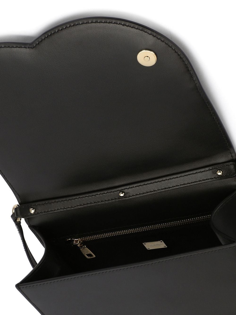 Dolce & Gabbana Black Calf Leather Embossed Logo Shoulder Bag image 2