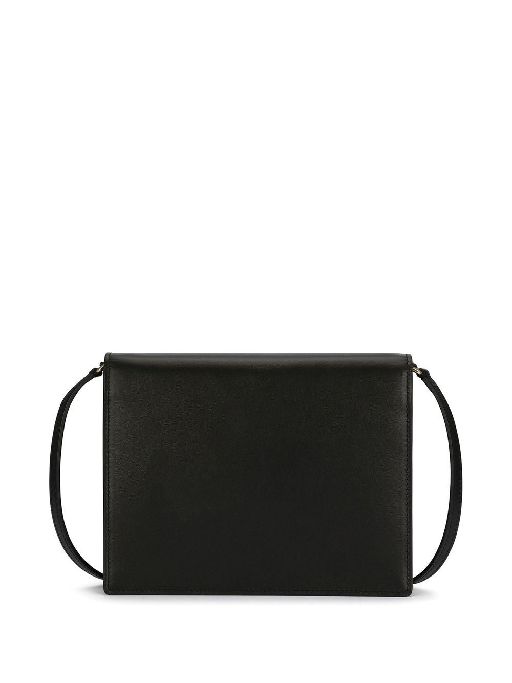 Dolce & Gabbana Black Calf Leather Embossed Logo Shoulder Bag image 4