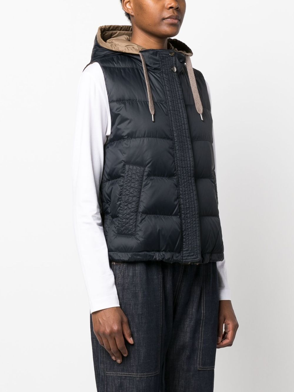 Brunello Cucinelli Blue Down-Filled Quilted Jacket image 2