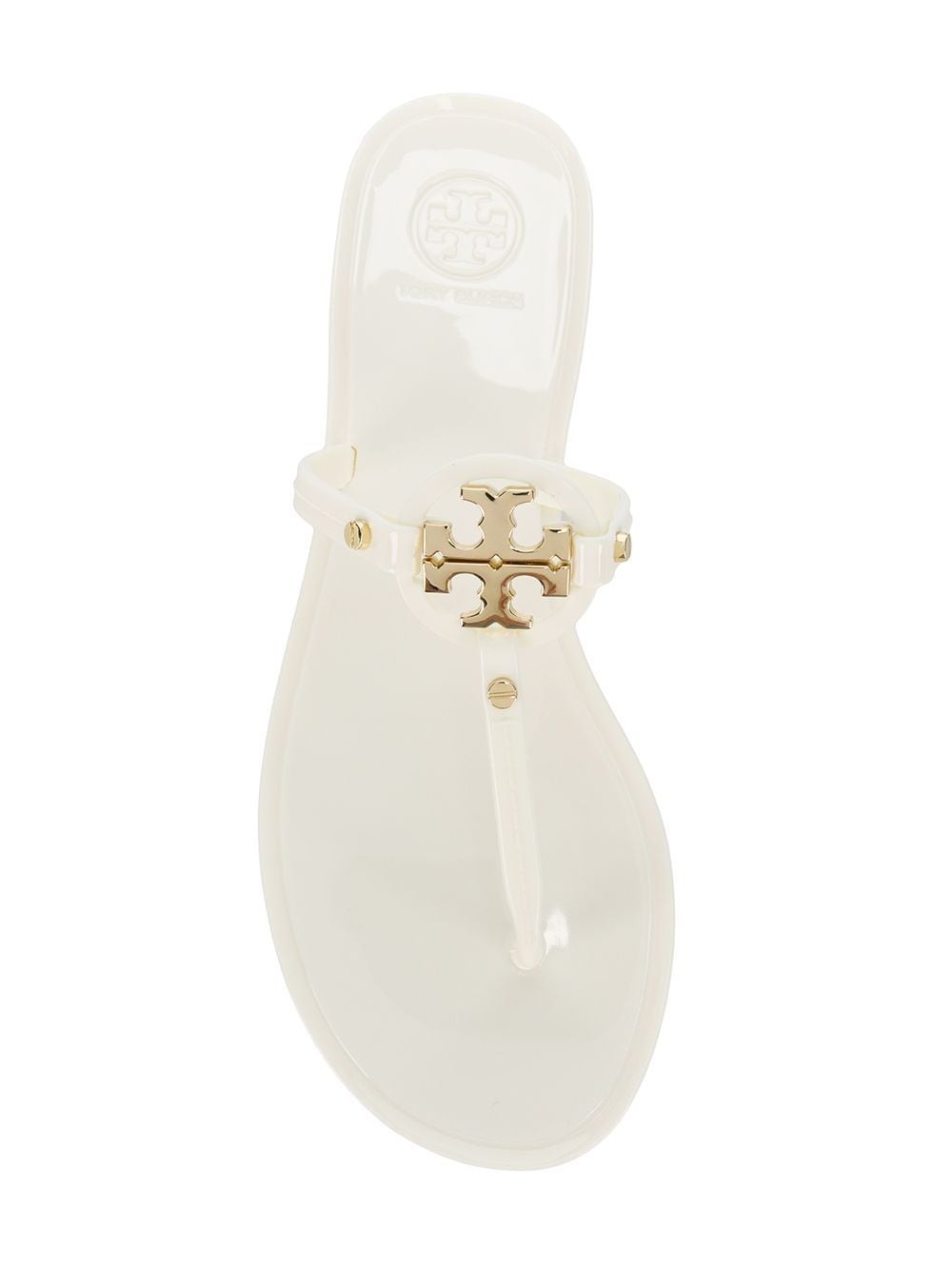 Tory Burch White Leather Thong Sandals with Logo Plaque image 1