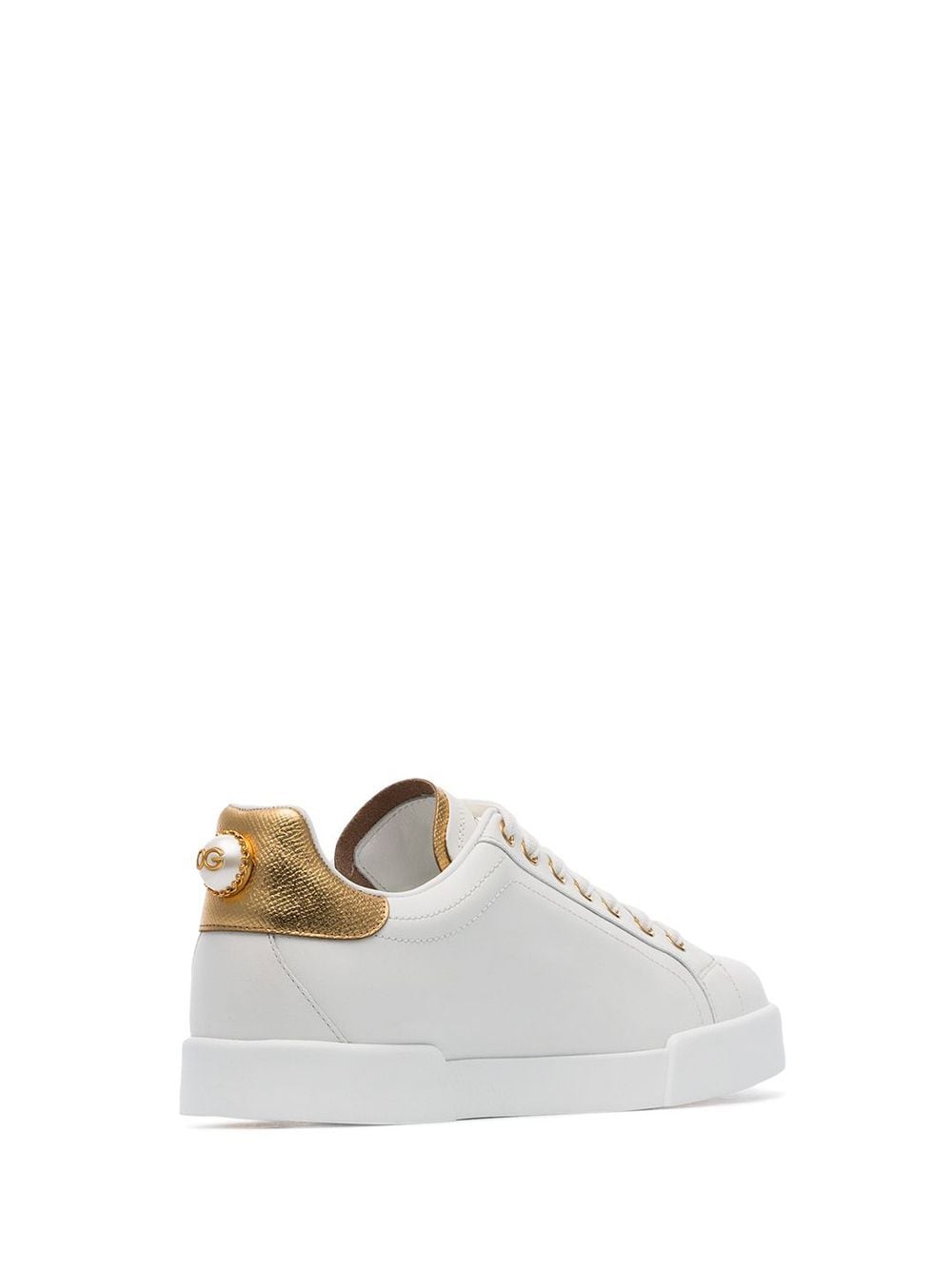 Dolce & Gabbana Portofino Calf Leather Sneakers with Faux Pearl Embellishment image 3