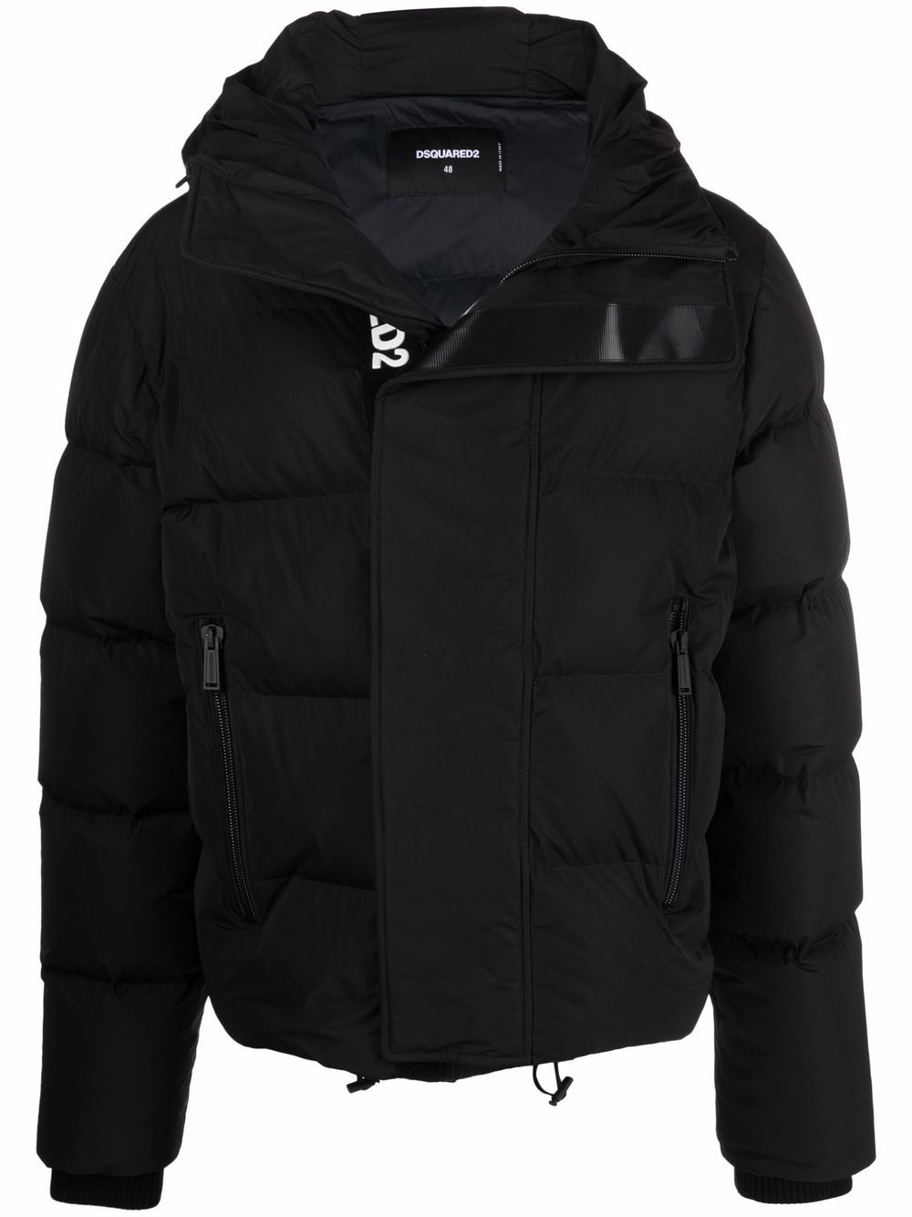 DSQUARED2 Black Logo-Print Puffer Coat image 0