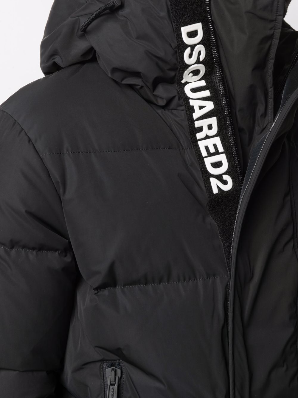 DSQUARED2 Black Logo-Print Puffer Coat image 1