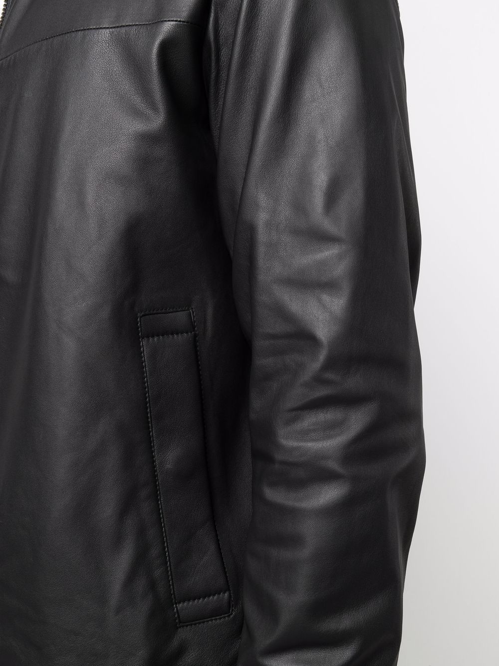 Emporio Armani Black Lambskin Leather Jacket image 3