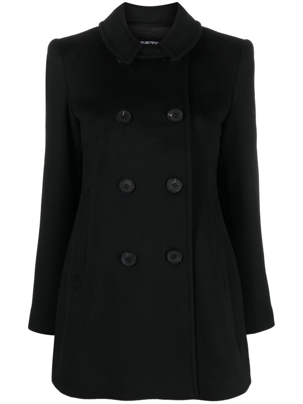 Emporio Armani Black Wool-Cashmere Double-Breasted Coat image 0