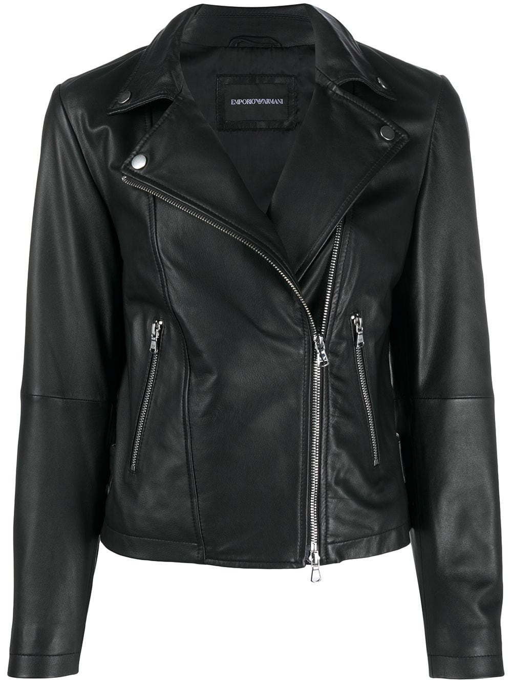 Emporio Armani Men's Black Leather Biker Jacket image 0