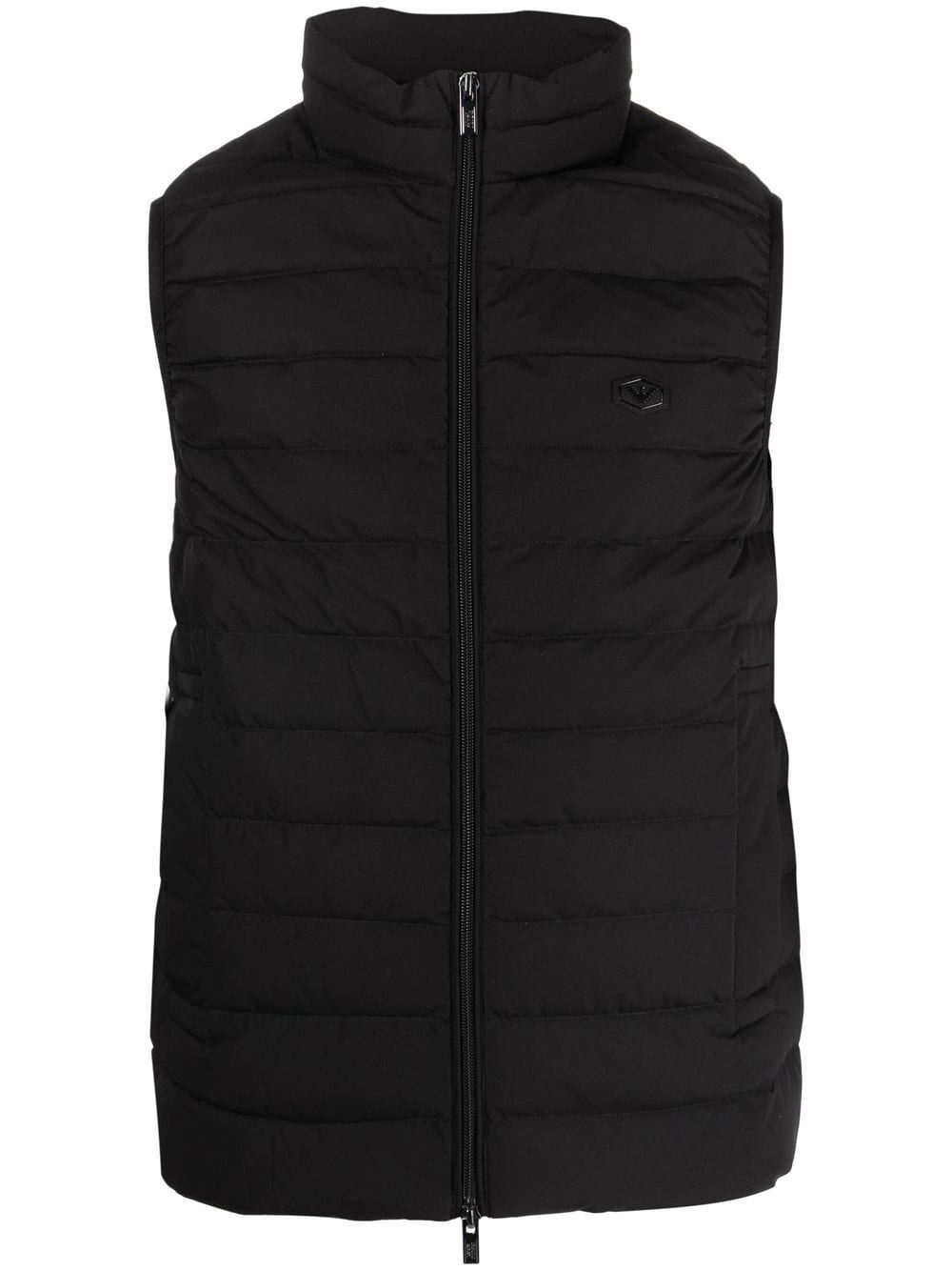 Emporio Armani Black Quilted Feather Gilet with Logo image 0