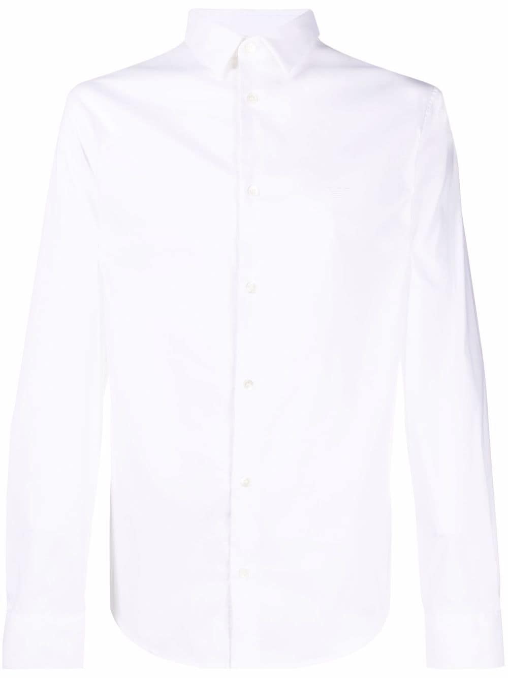 Emporio Armani White Logo-Patch Long Sleeve Shirt image 0