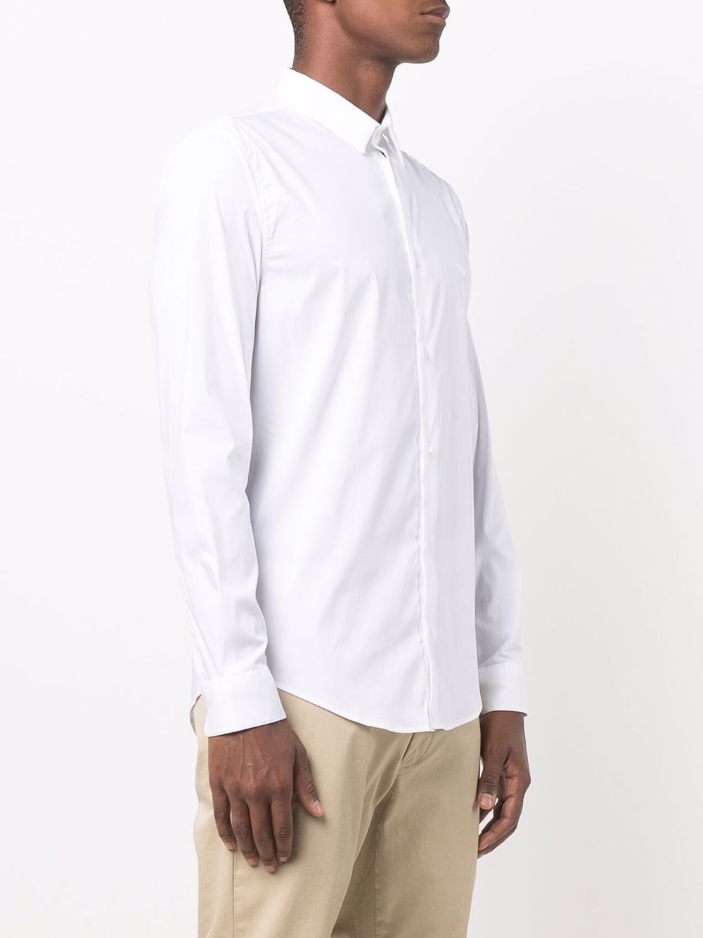 Emporio Armani White Logo-Patch Long Sleeve Shirt image 1