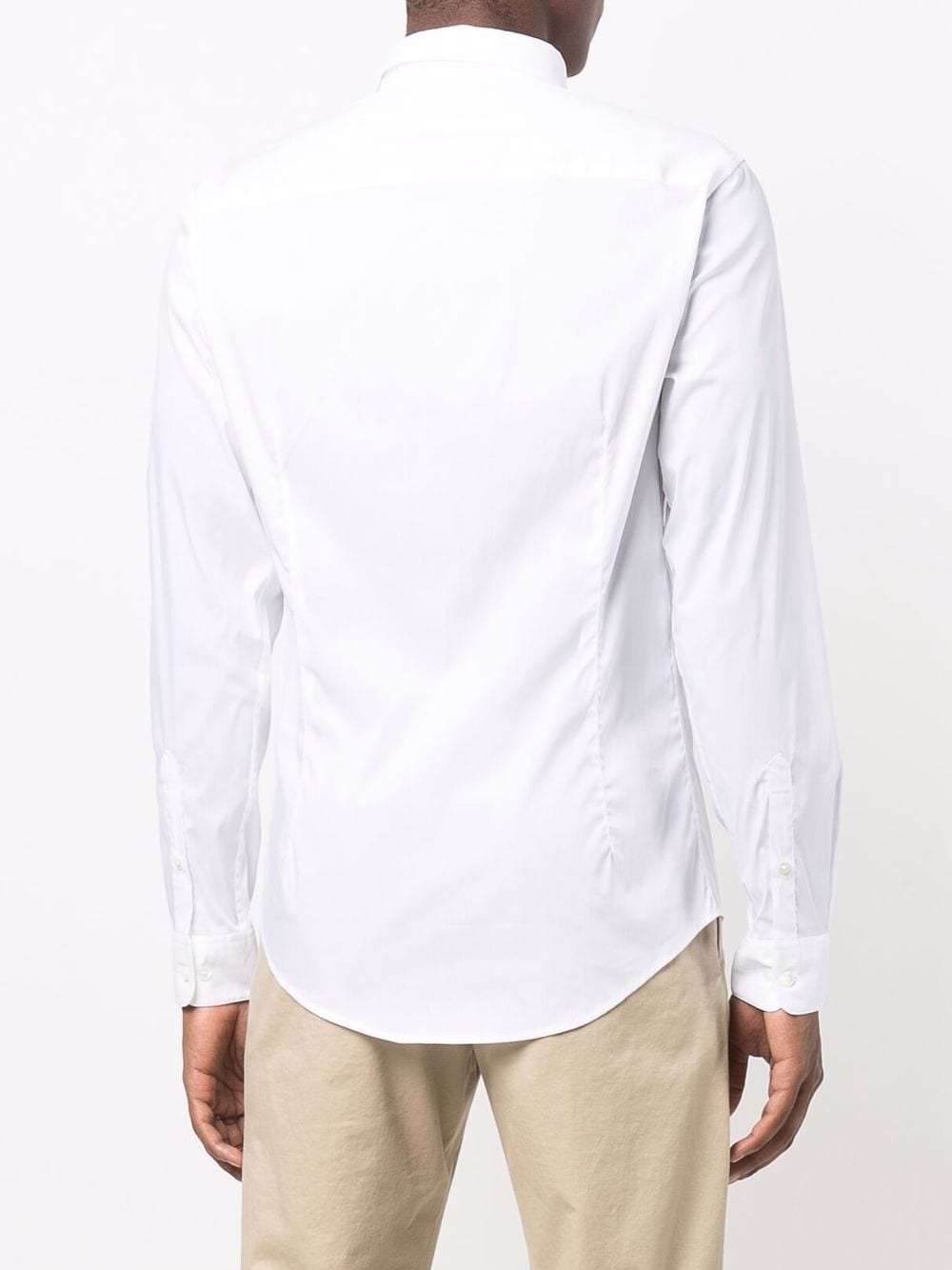 Emporio Armani White Logo-Patch Long Sleeve Shirt image 4