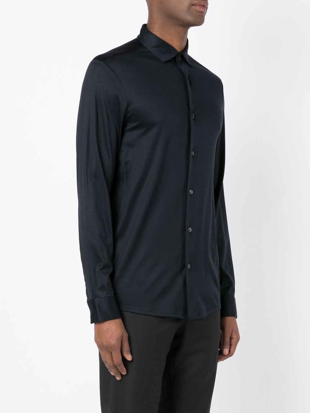 Emporio Armani Blue Cotton-Lyocell Blend Shirt image 1