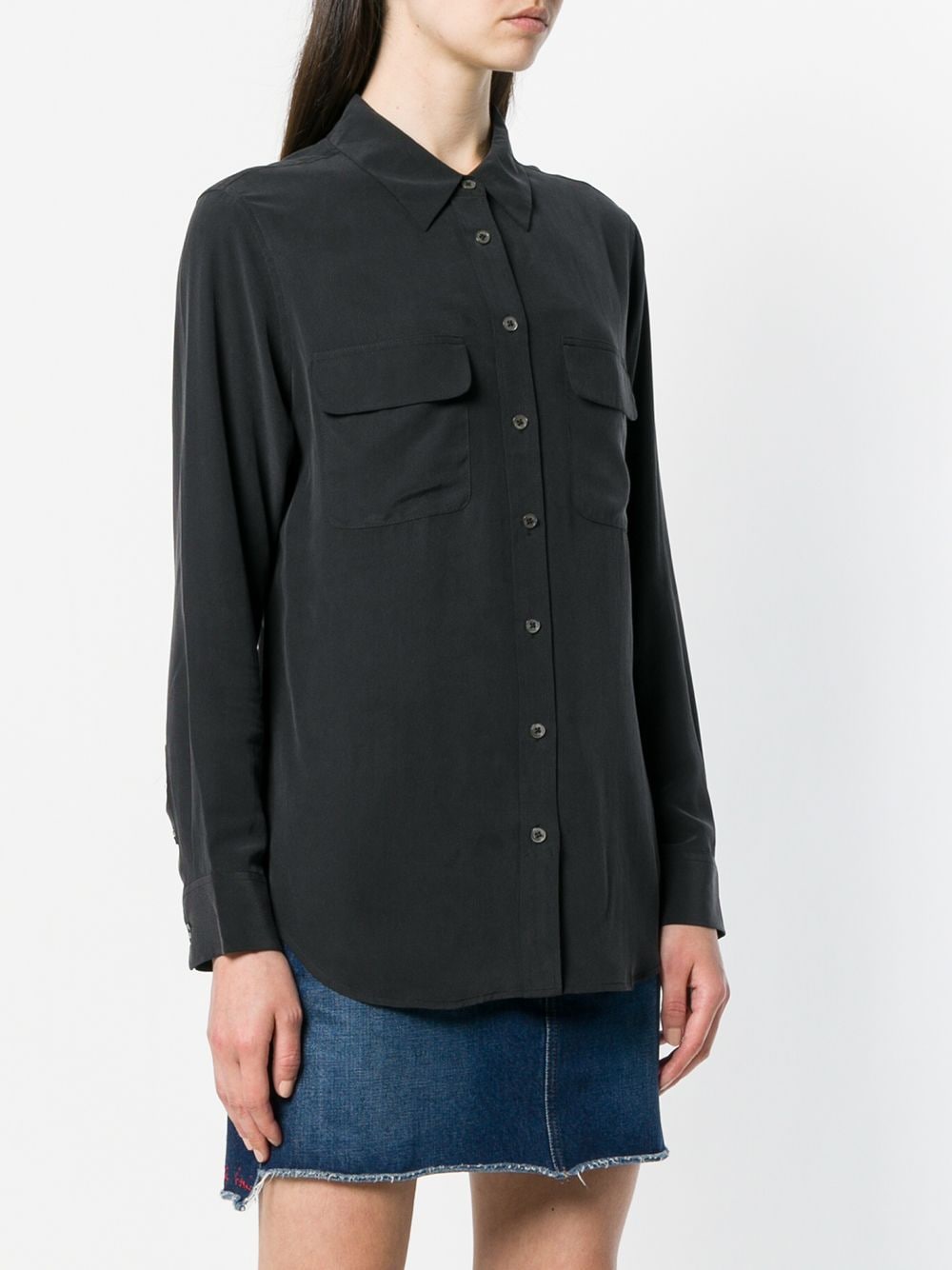 Equipment Black Silk Shirt with Contrasting Trims image 2