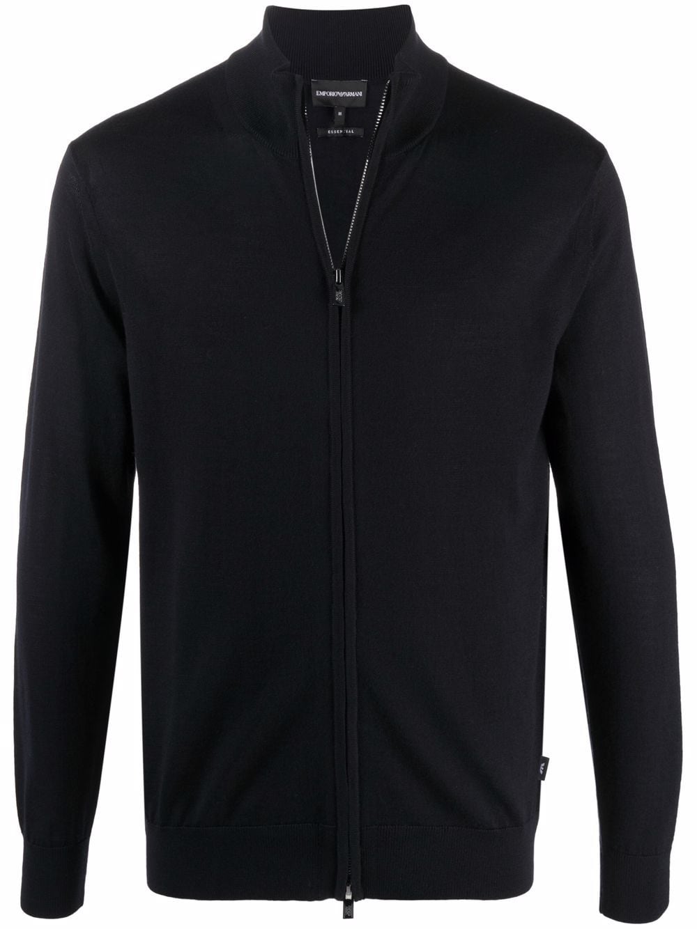 Emporio Armani Navy Blue Virgin Wool Zip-Up Sweater image 0