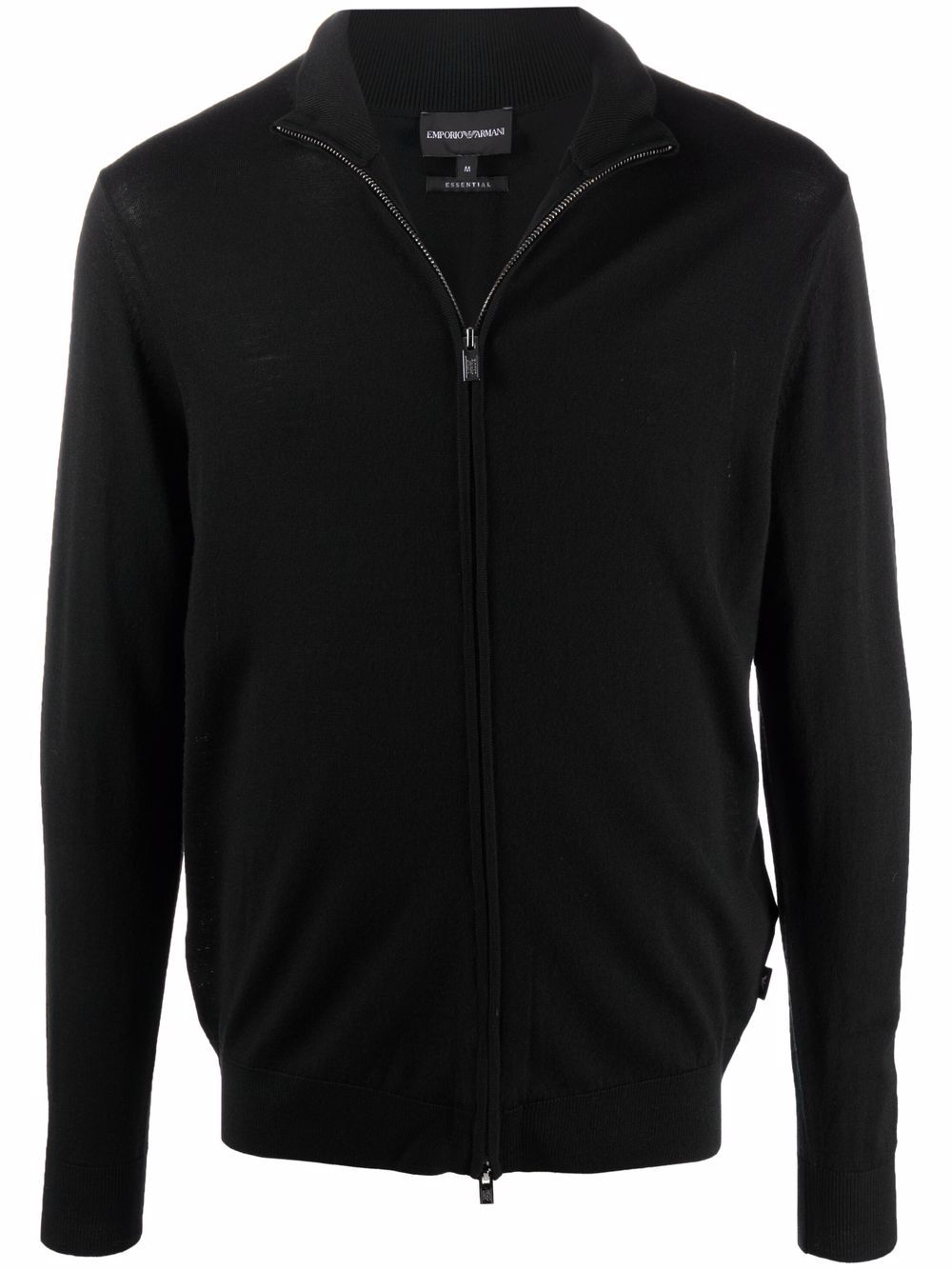 Emporio Armani Black Virgin Wool Zip-Front Pullover image 0