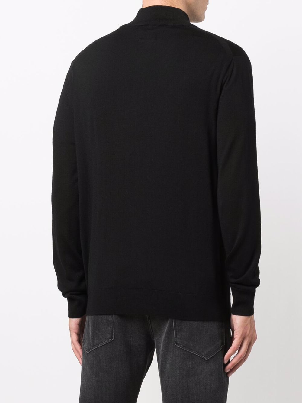 Emporio Armani Black Virgin Wool Zip-Front Pullover image 4