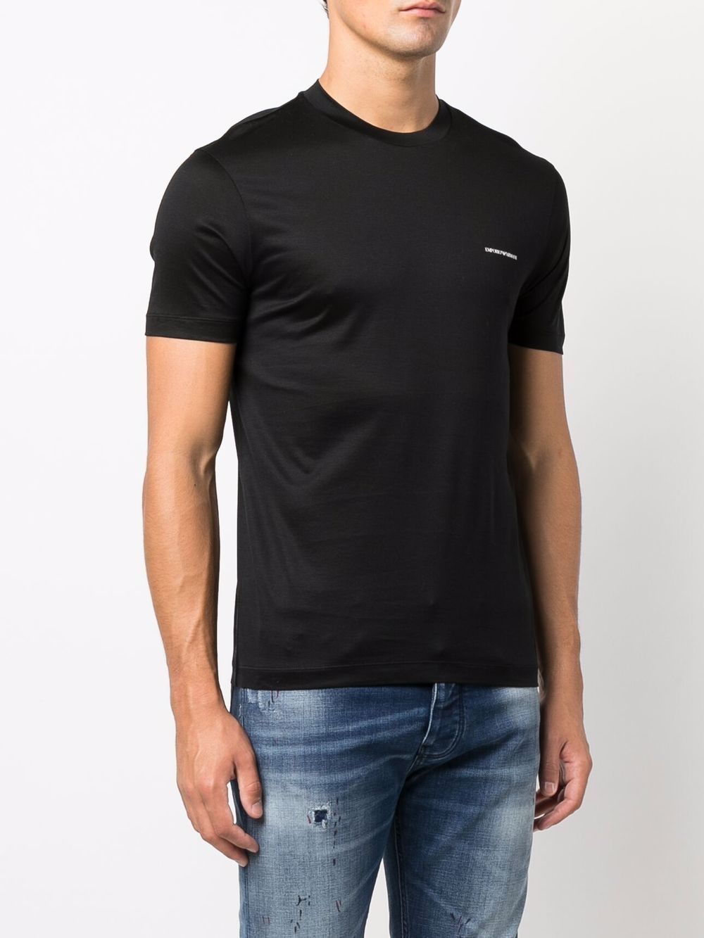 Emporio Armani Men's Black Cotton T-Shirt with Logo image 1