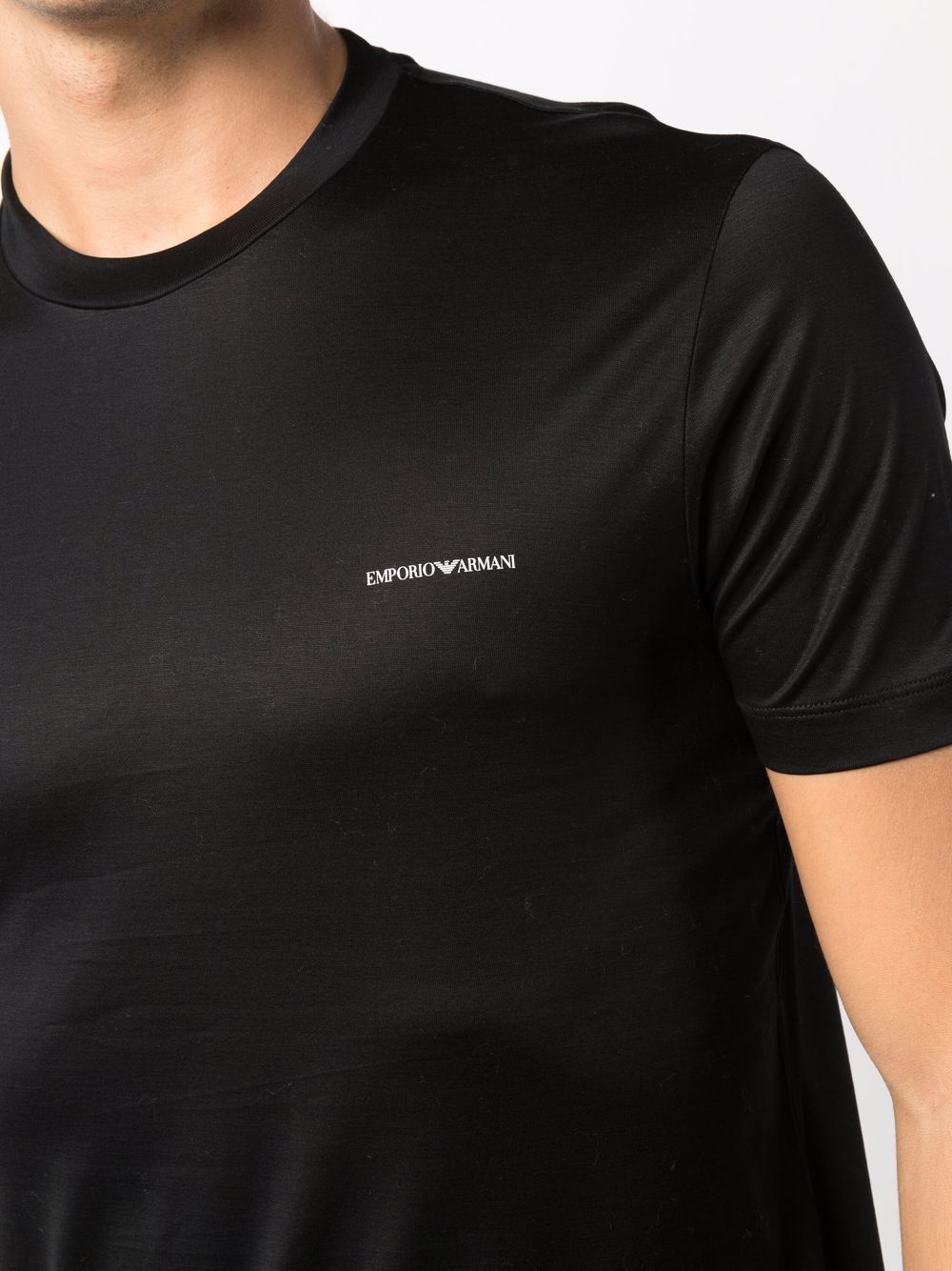 Emporio Armani Men's Black Cotton T-Shirt with Logo image 3