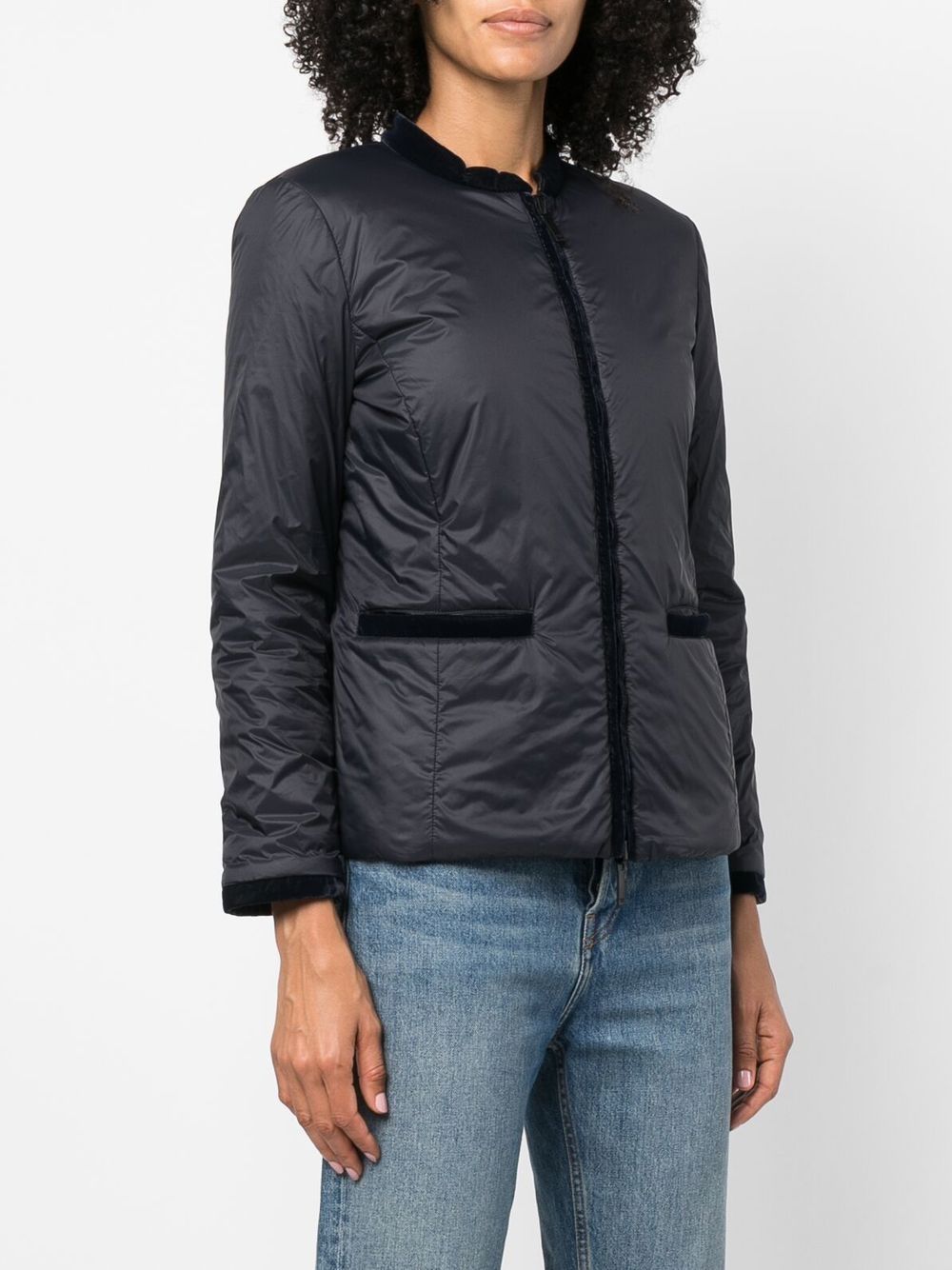 Emporio Armani Blue Quilted High Neck Zip-Up Jacket image 1