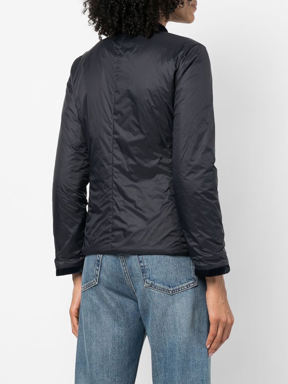 Emporio Armani Blue Quilted High Neck Zip-Up Jacket image 2