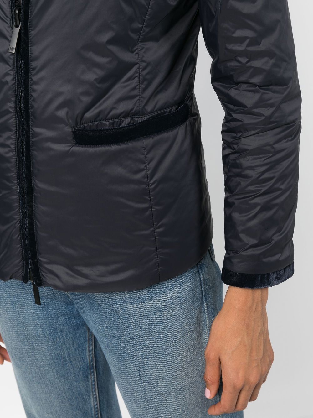 Emporio Armani Blue Quilted High Neck Zip-Up Jacket image 3