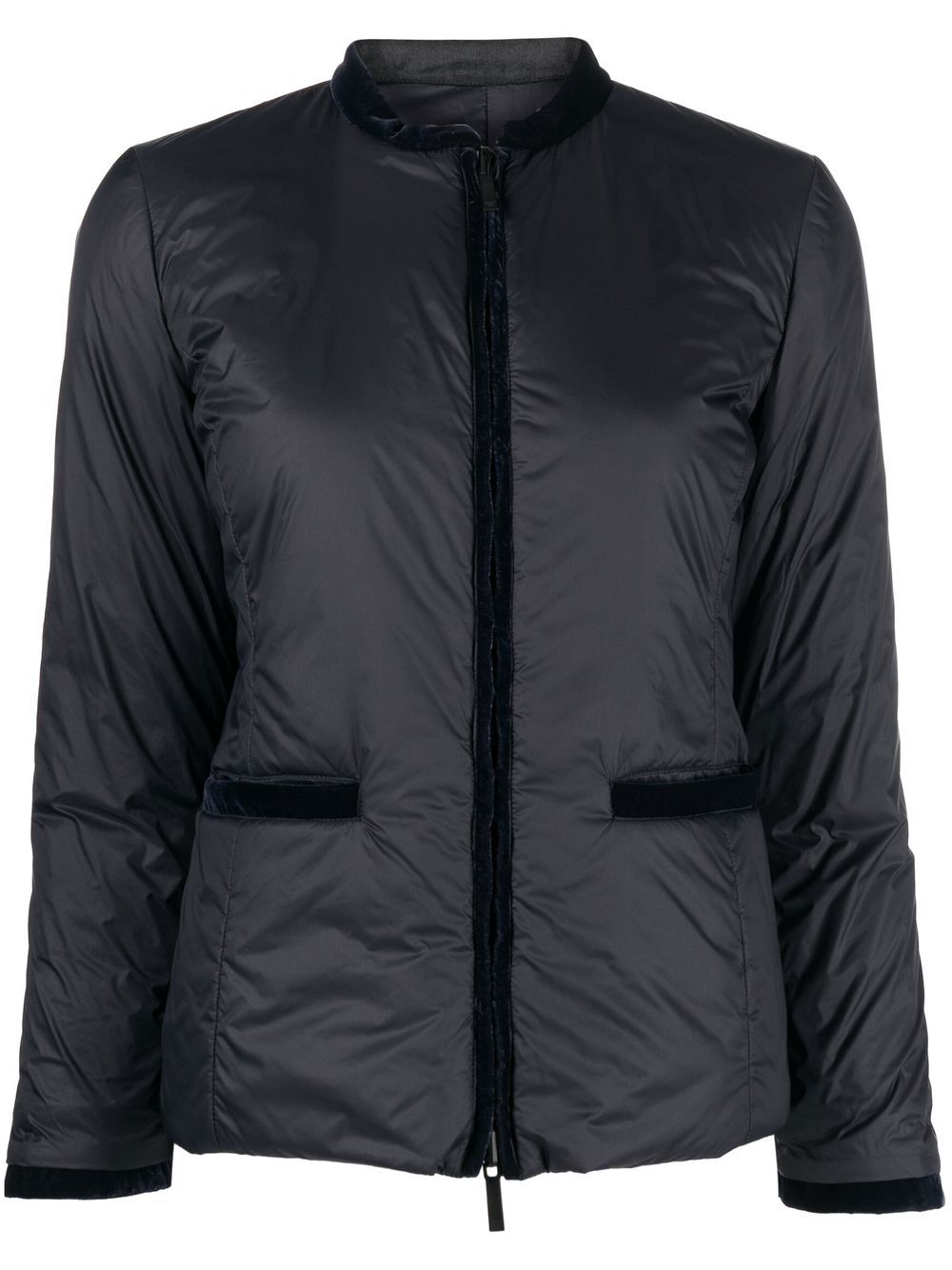 Emporio Armani Blue Quilted High Neck Zip-Up Jacket image 0