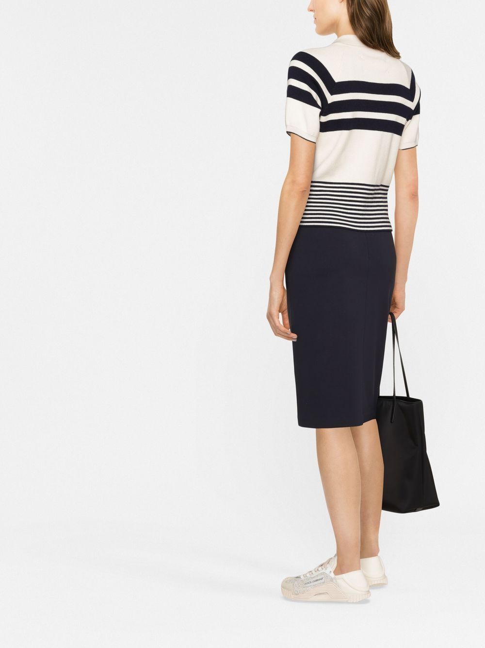 Emporio Armani Navy Blue Stretch Pencil Skirt image 2