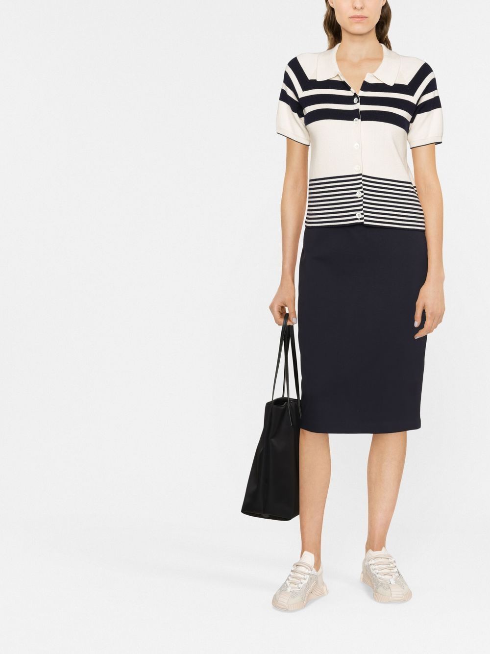 Emporio Armani Navy Blue Stretch Pencil Skirt image 3