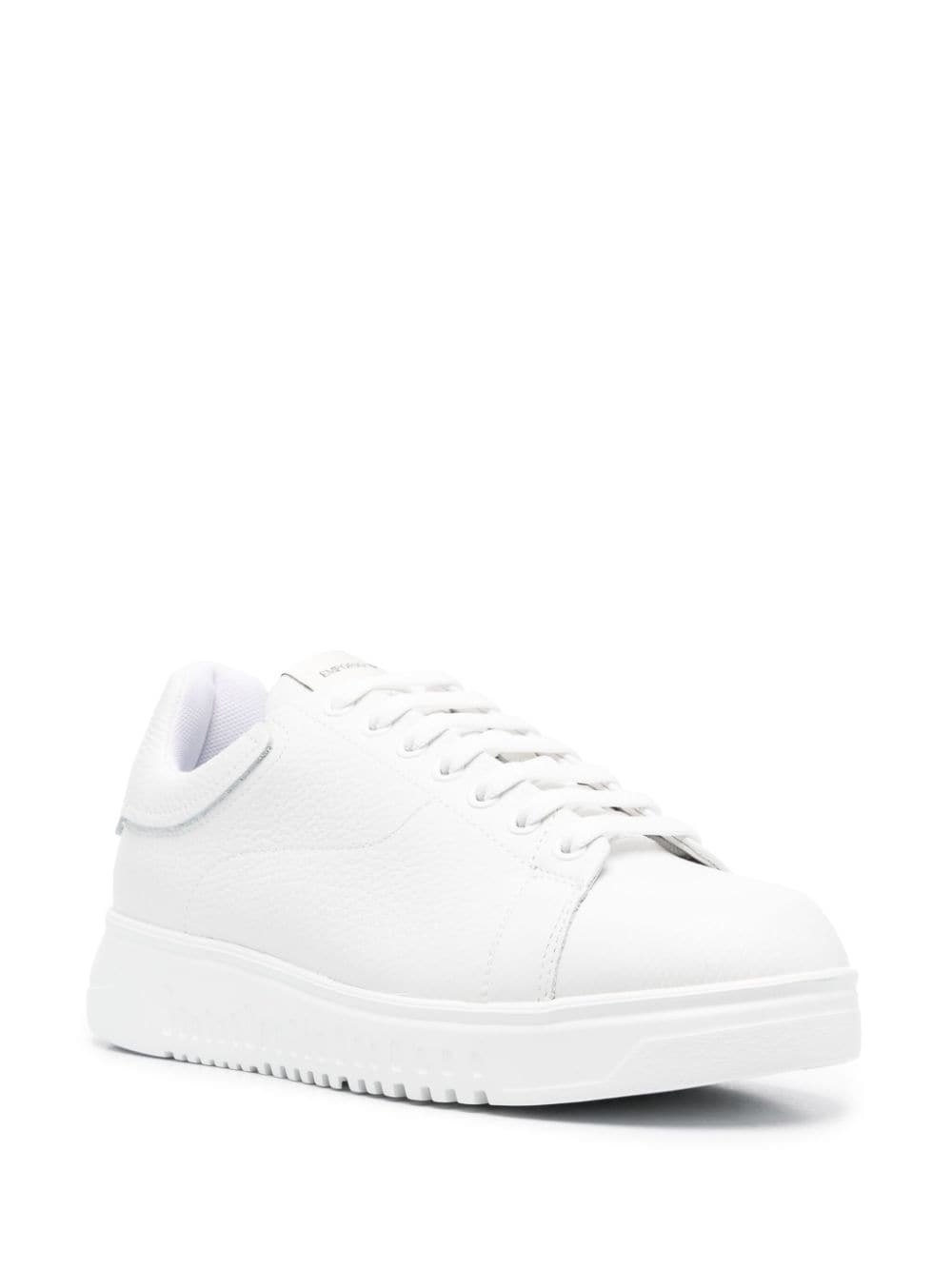 Emporio Armani White Leather Low-Top Sneakers image 3