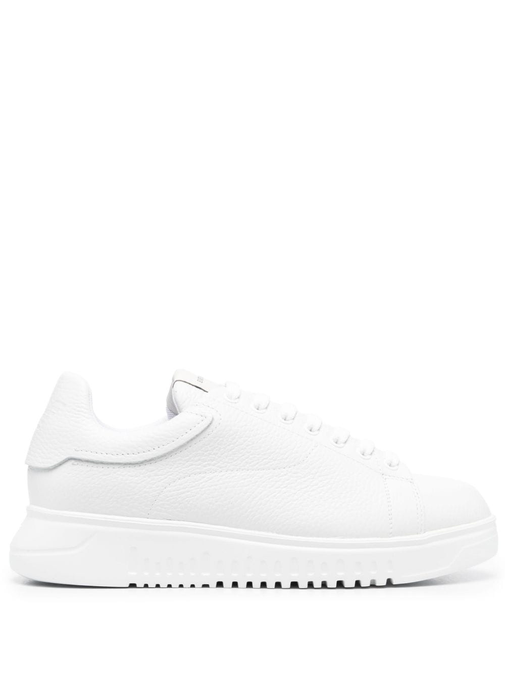 Emporio Armani White Leather Low-Top Sneakers image 0