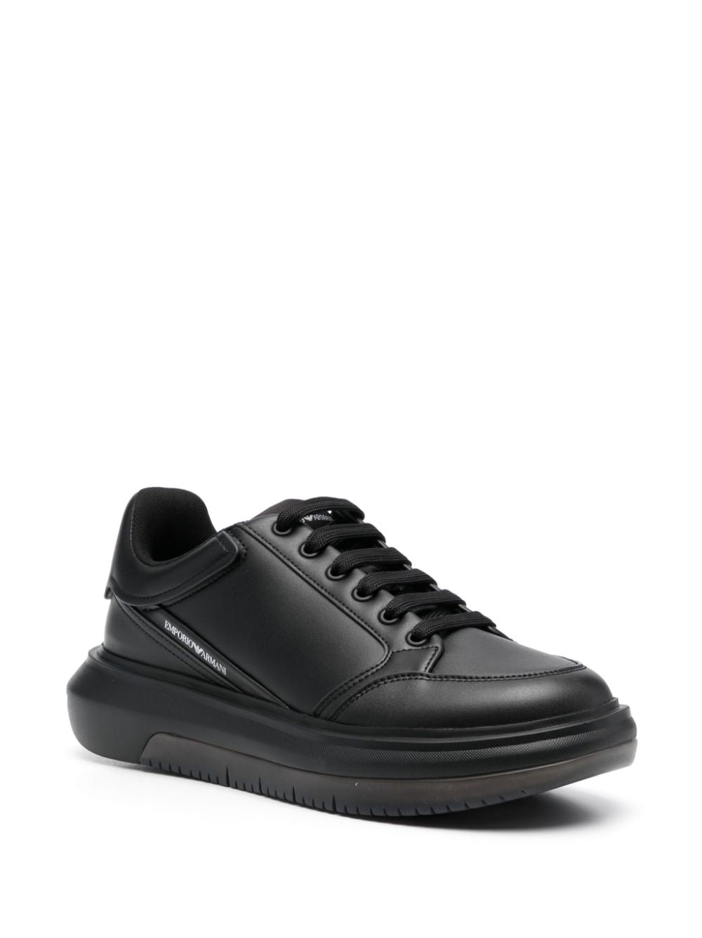 Emporio Armani Black Leather Logo Sneakers image 1