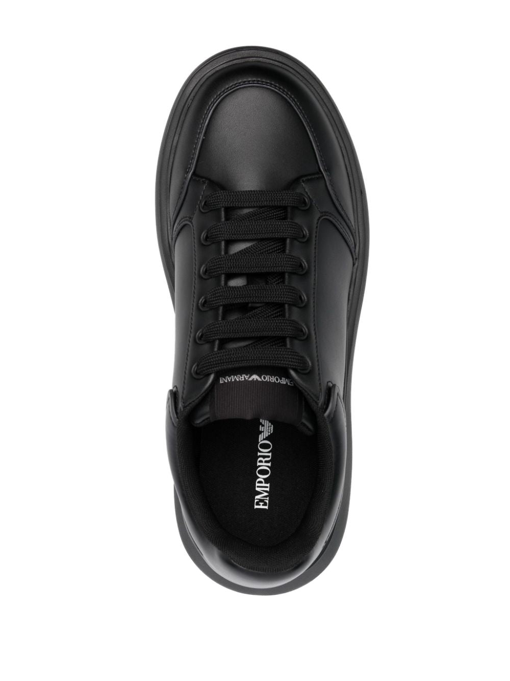 Emporio Armani Black Leather Logo Sneakers image 2