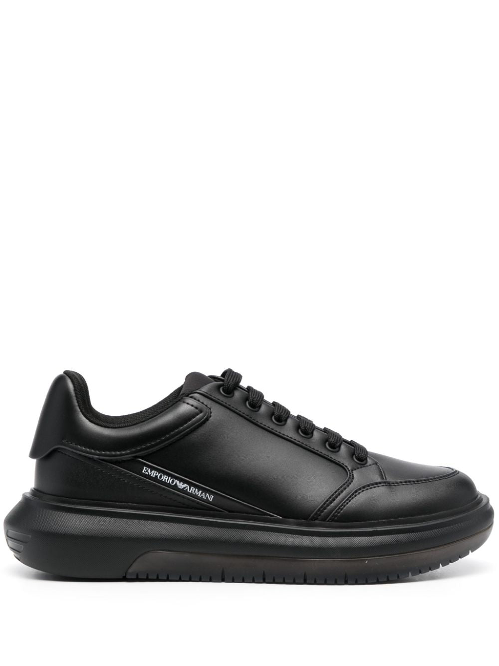 Emporio Armani Black Leather Logo Sneakers image 0