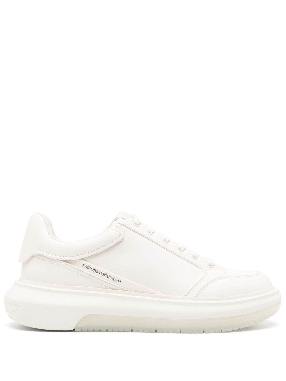 Emporio Armani White Leather Low-Top Sneakers image 0