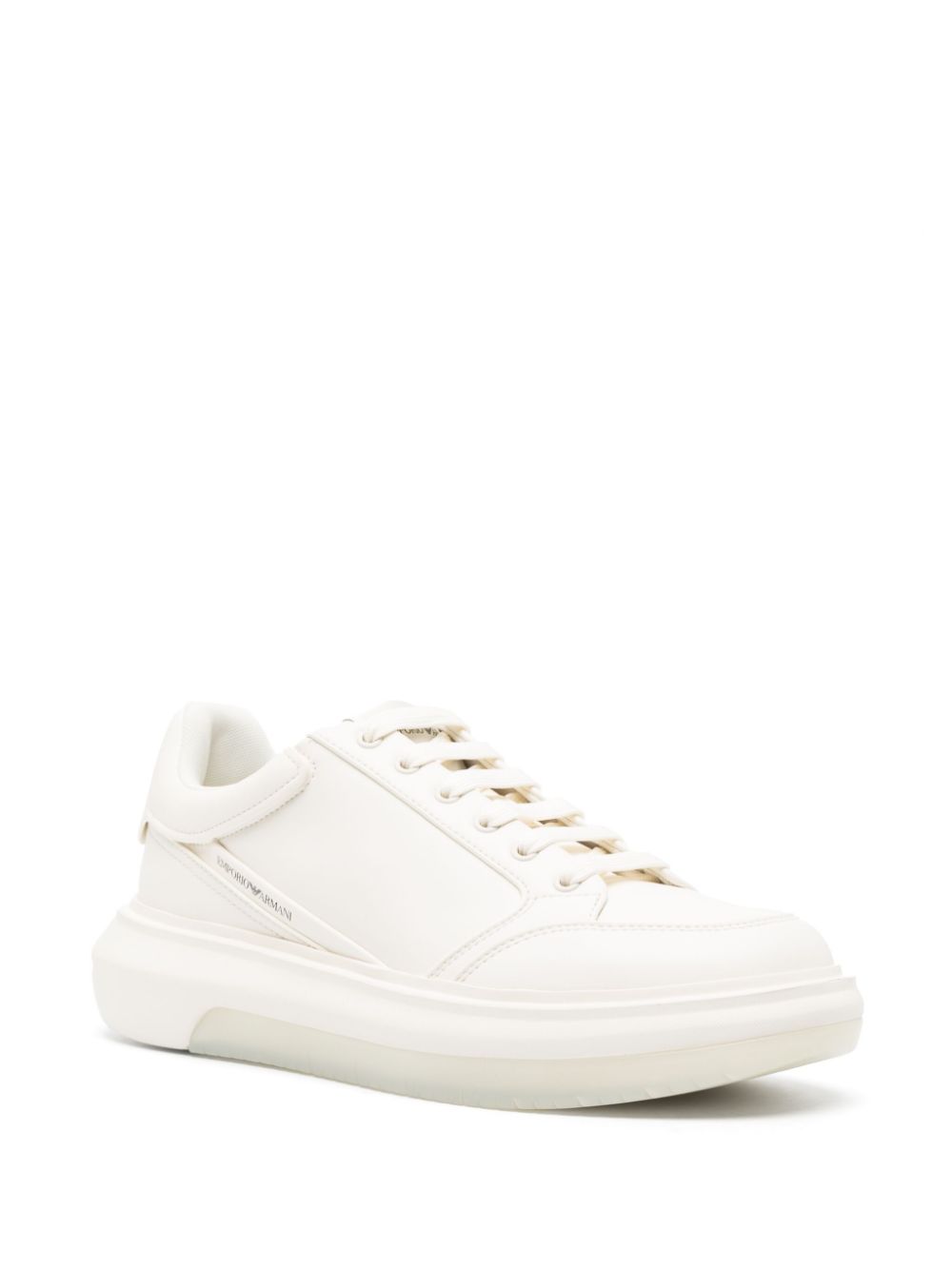 Emporio Armani White Leather Low-Top Sneakers image 2