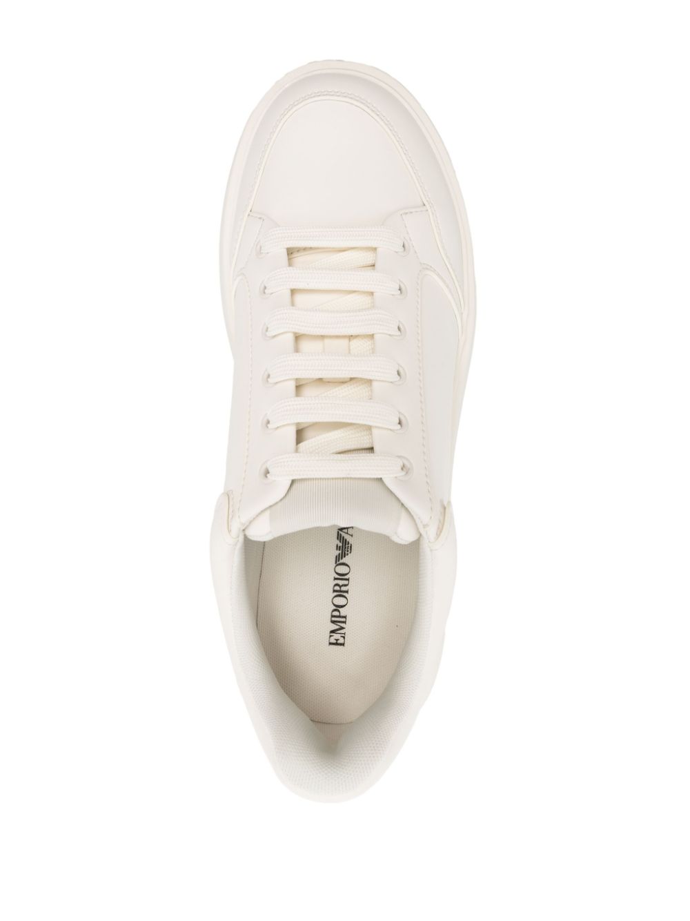 Emporio Armani White Leather Low-Top Sneakers image 3