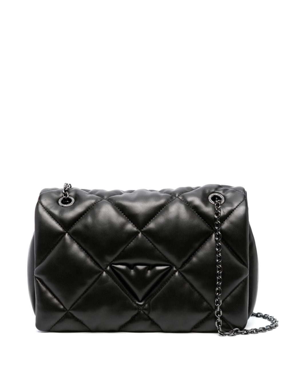 Emporio Armani Black Quilted Shoulder Bag with Logo Charm image 0