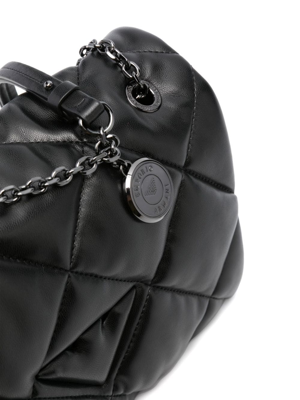 Emporio Armani Black Quilted Shoulder Bag with Logo Charm image 3